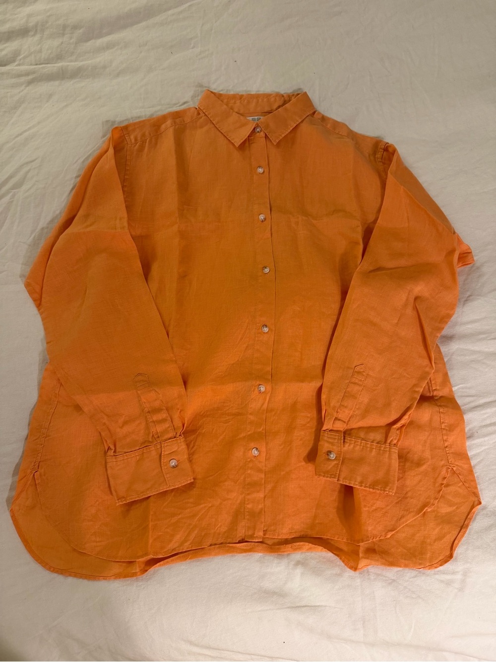 Uniqlo 100% Linen Shirt in Orange